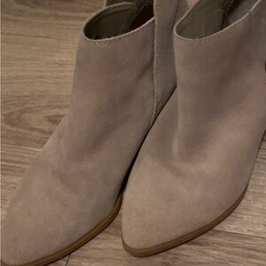 Dolce Vita Suede Ankle Booties in Taupe